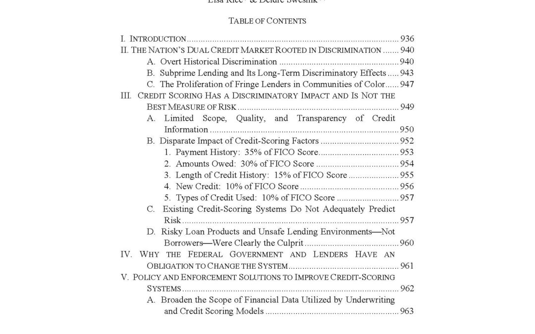 Suffolk University Law Review: Credit Scores Discriminate Based on Color