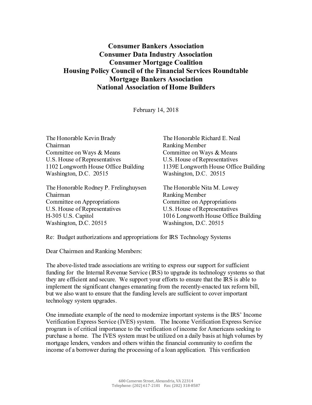 Joint letter to the IRS on IVES access
