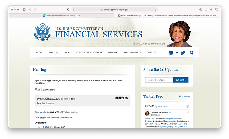 Oversight of the Treasury Department’s and Federal Reserve’s Pandemic Response