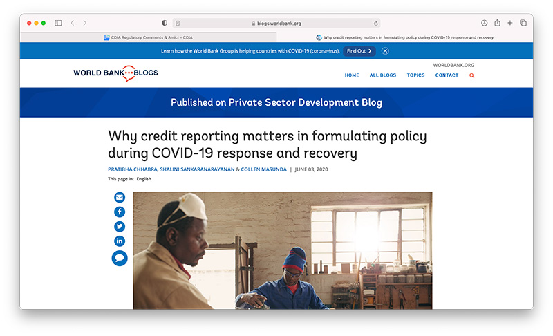 Why credit reporting matters in formulating policy during COVID-19 response and recovery